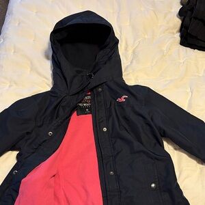 Vintage Hollister Dark Blue and Pink Raincoat